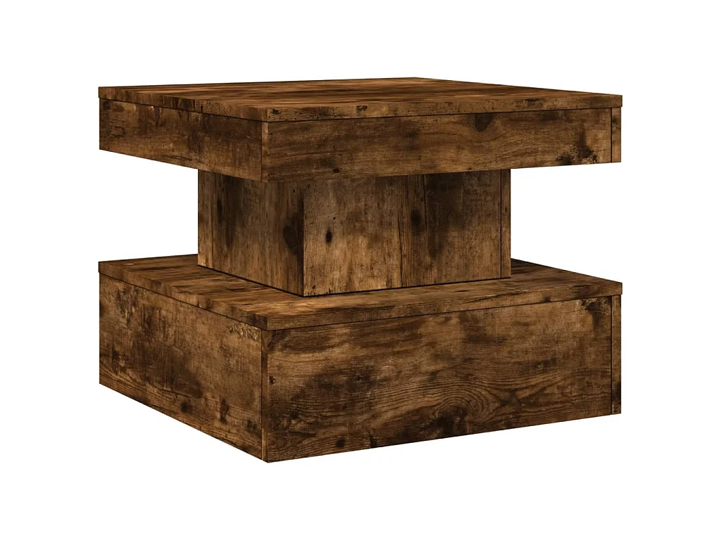 Table basse avec lumières LED chêne fumé 50x50x40 cm