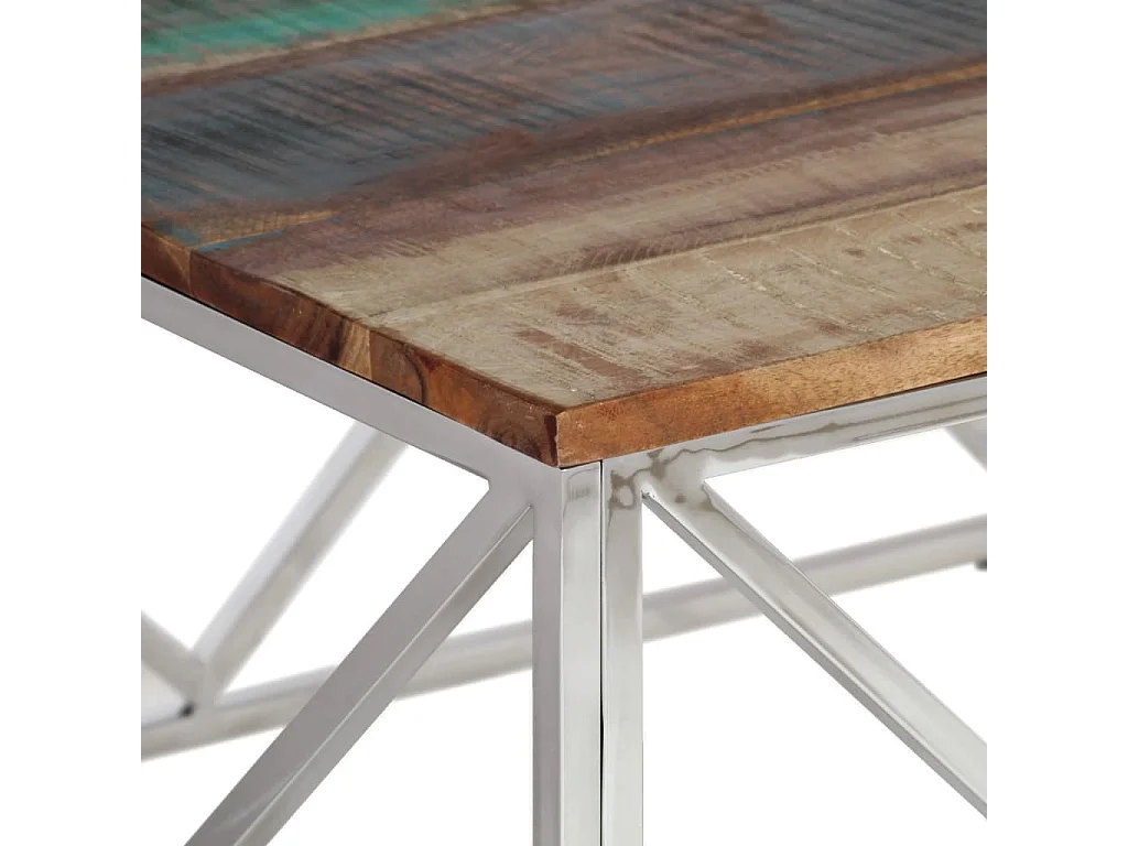 Salontafel roestvrij staal en gerecycled hout zilverkleurig