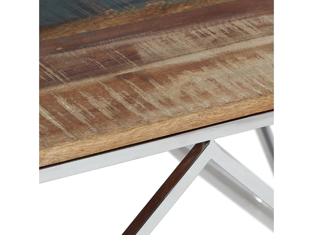 Salontafel roestvrij staal en gerecycled hout zilverkleurig