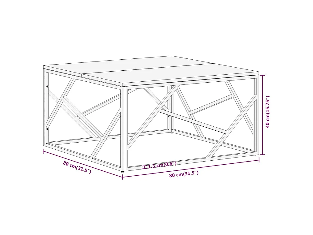 Mesa centro aço inoxidável/madeira ferroviária maciça prateado