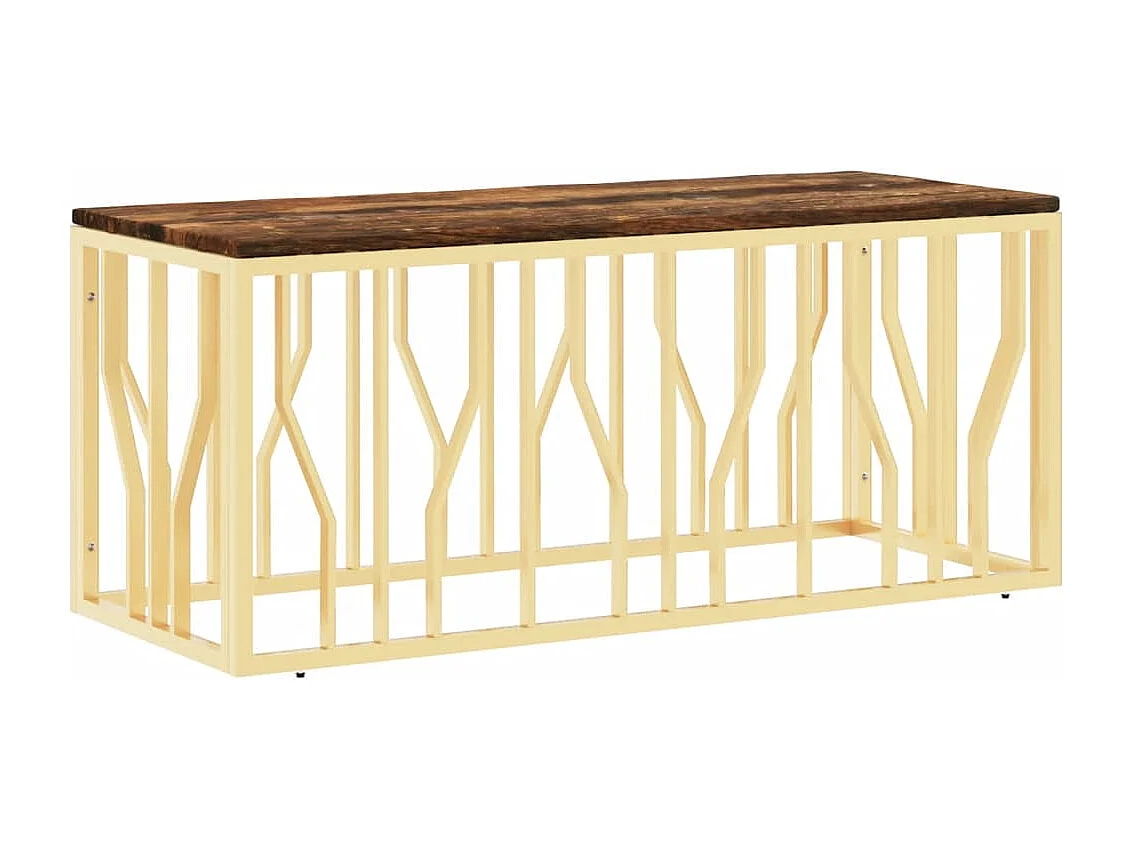 Salontafel roestvrij staal en massief gerecycled hout goudkleur