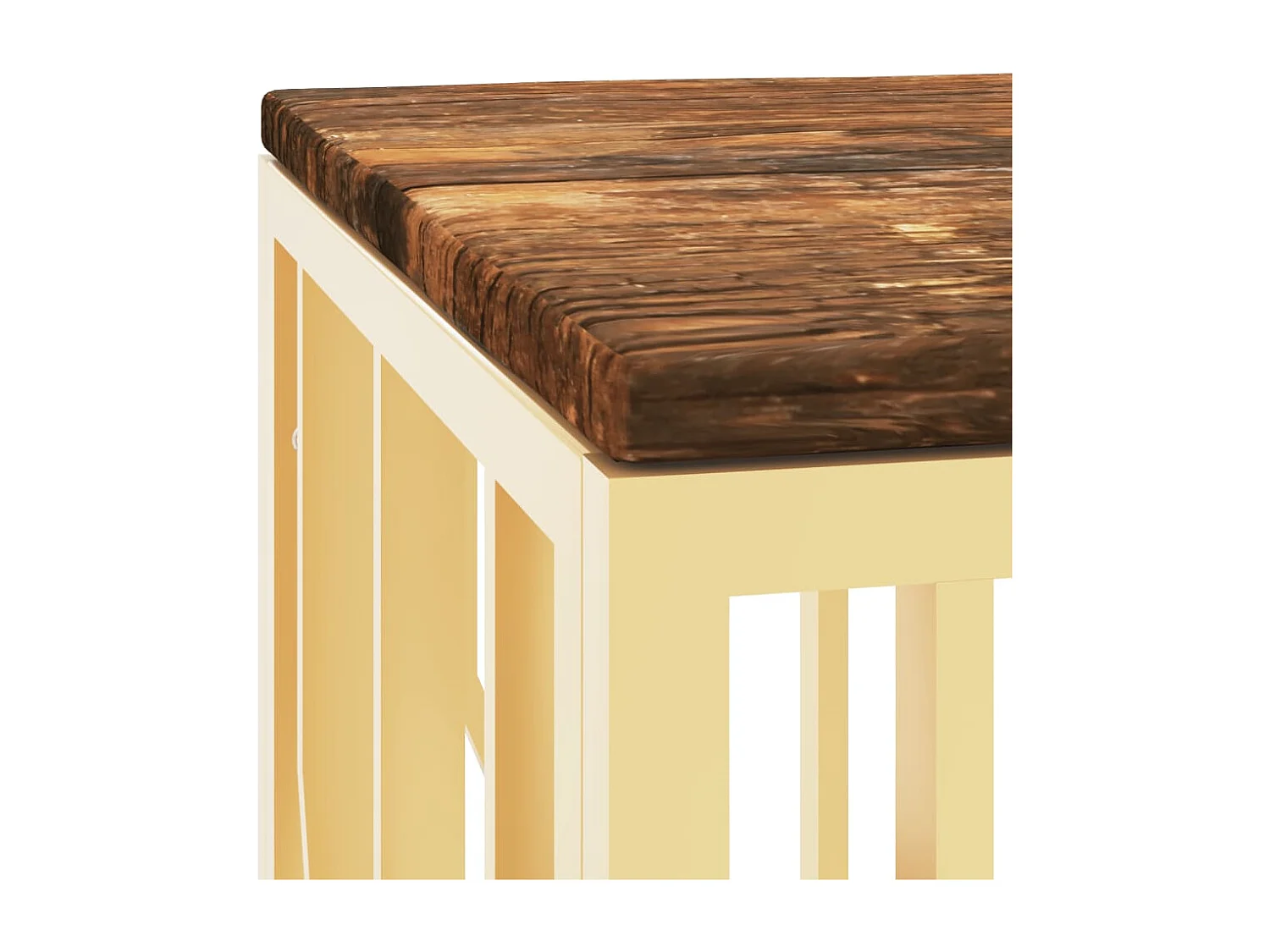 Salontafel roestvrij staal en massief gerecycled hout goudkleur