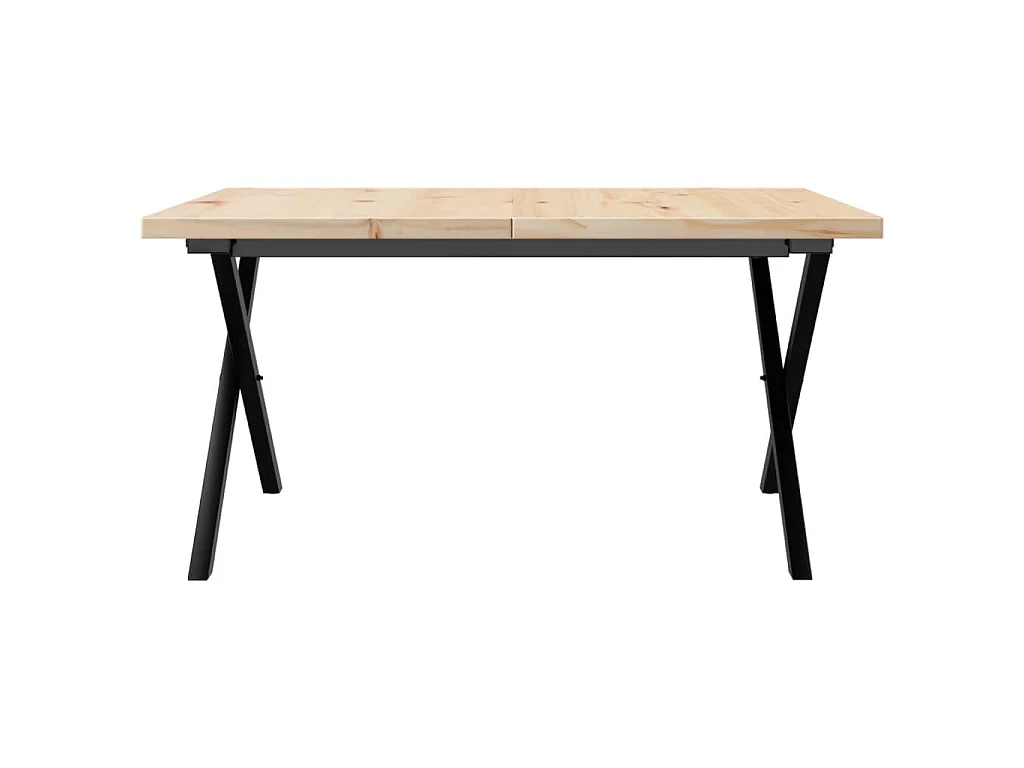 Mesa de centro marco X madera maciza pino y acero 80x80x45,5 cm