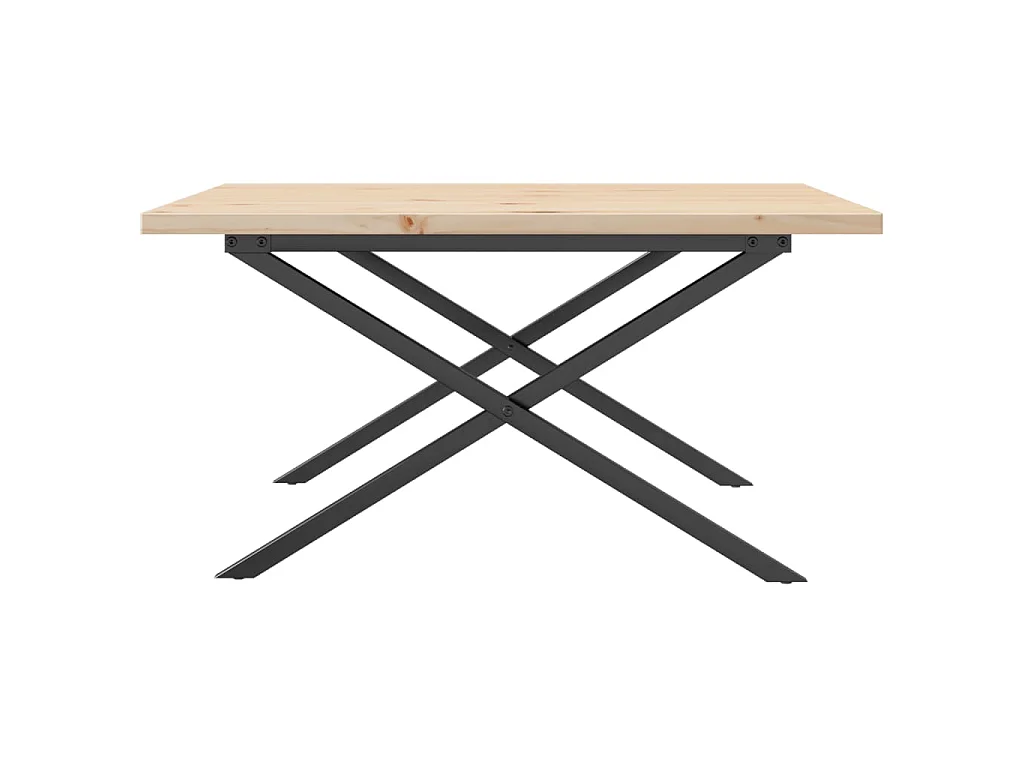 Mesa de centro marco X madera maciza pino y acero 80x80x45,5 cm