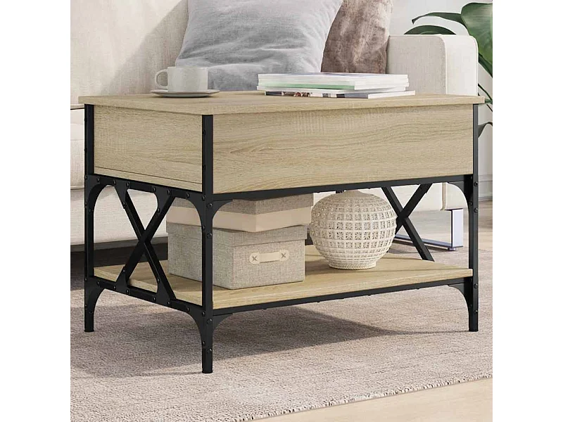 Salontafel 70x50x50 cm bewerkt hout en metaal sonoma eikenkleur