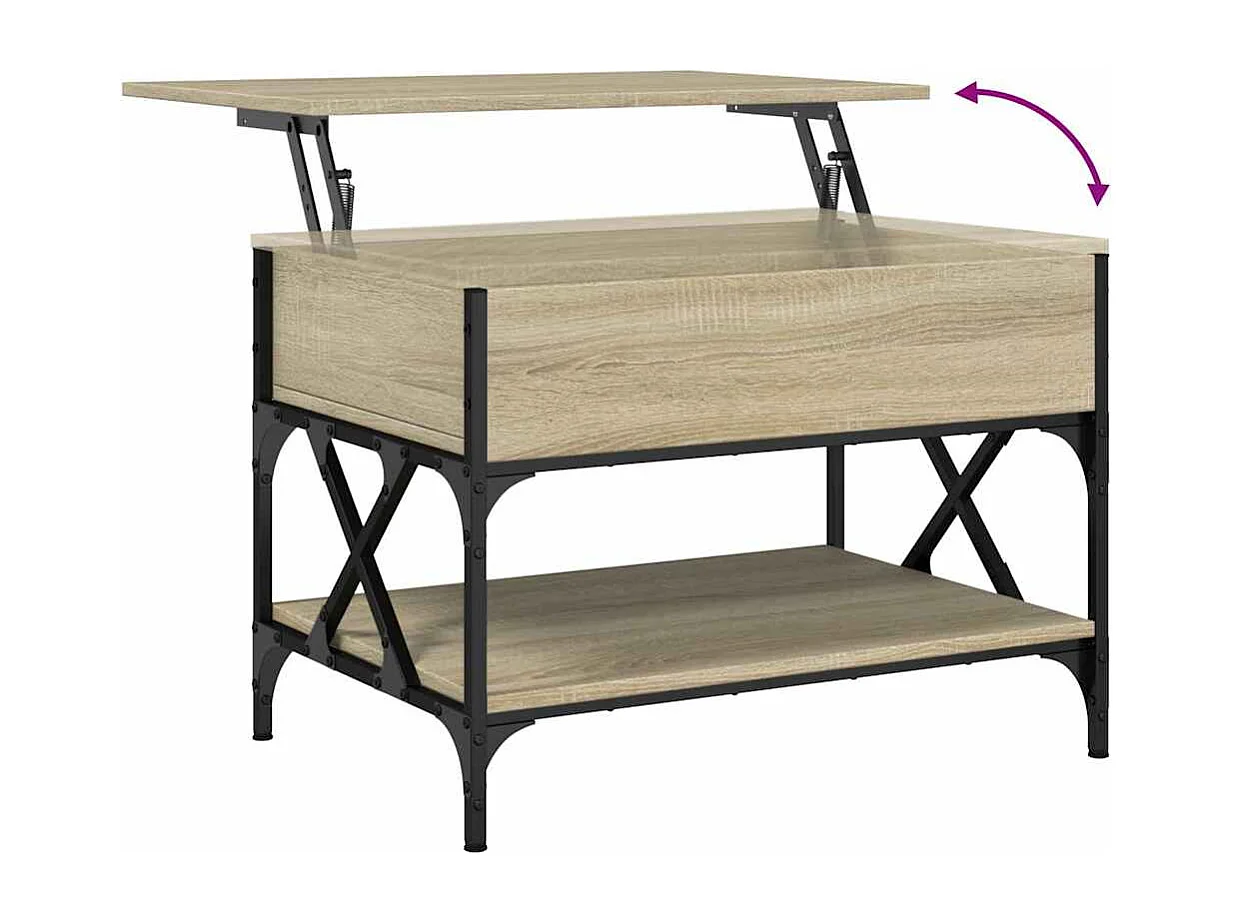 Table basse chêne sonoma 70x50x50 cm bois d'ingénierie et métal