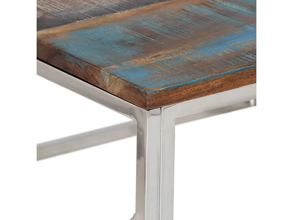 Salontafel roestvrij staal en gerecycled hout zilverkleurig