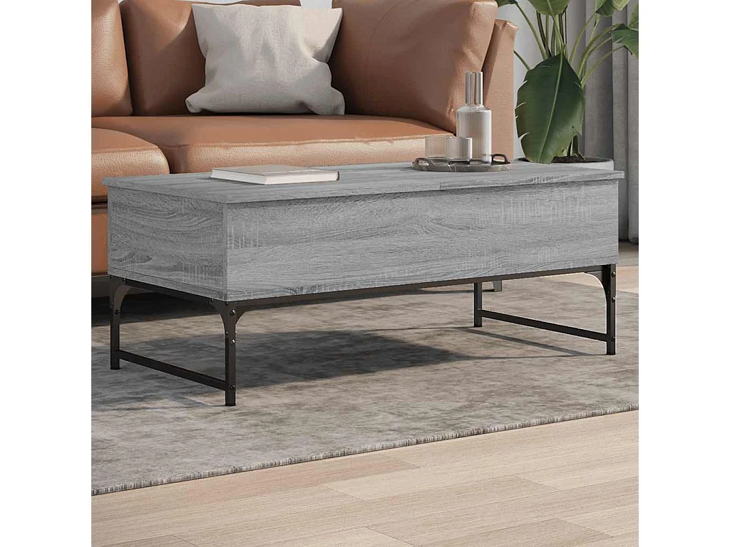 Mesa de centro 100x50x40cm deriv. madeira/metal cinzento sonoma