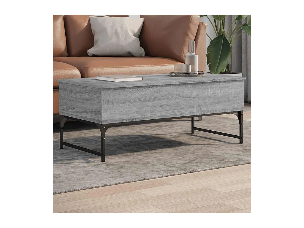 Table basse sonoma gris 100x50x40 cm bois d'ingénierie et métal