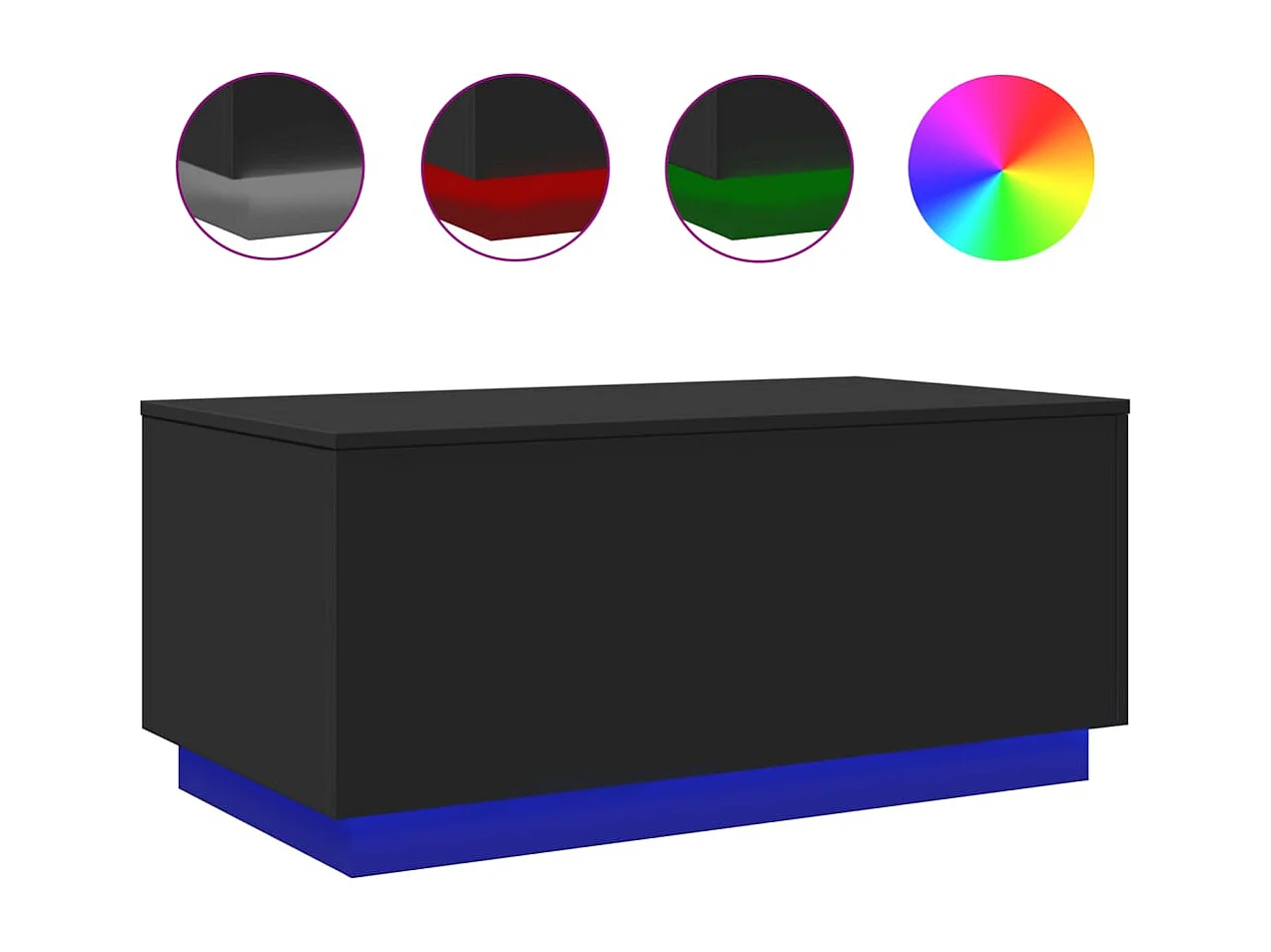 Tavolino da Soggiorno con Luci LED Nero 90x50x40 cm