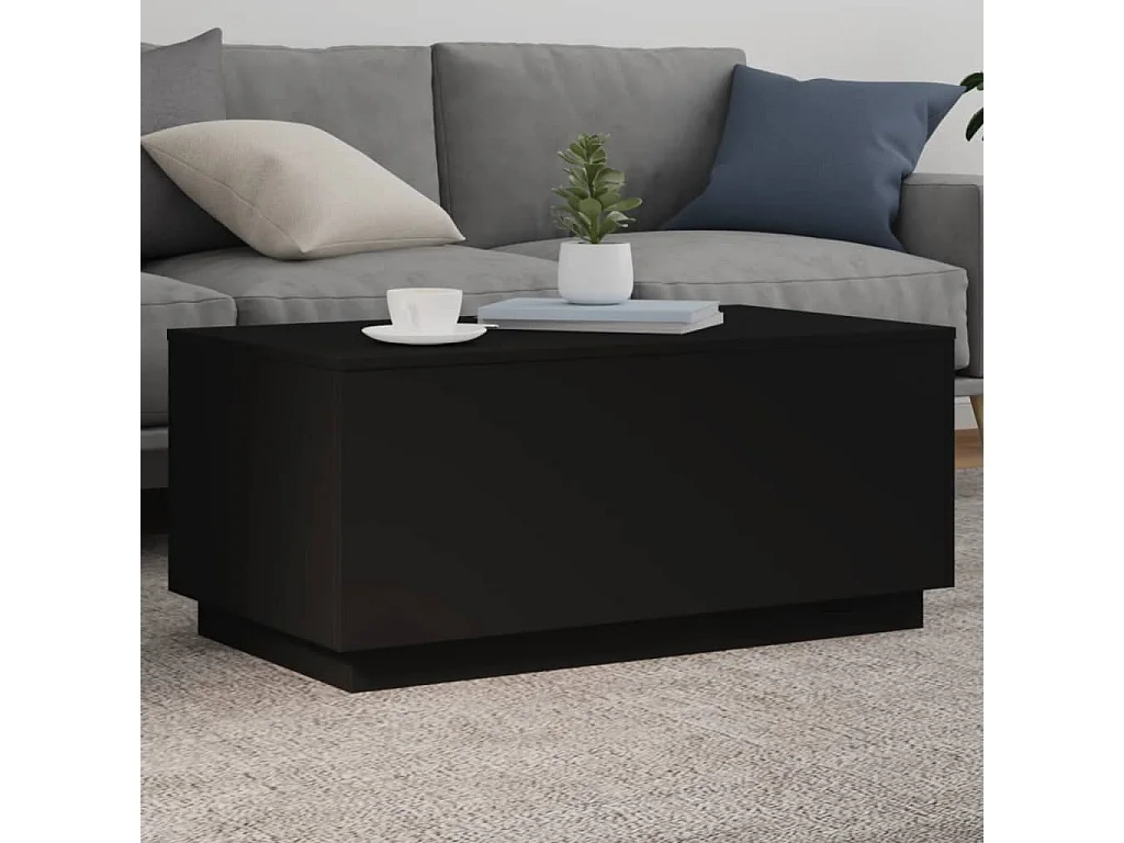 Tavolino da Soggiorno con Luci LED Nero 90x50x40 cm