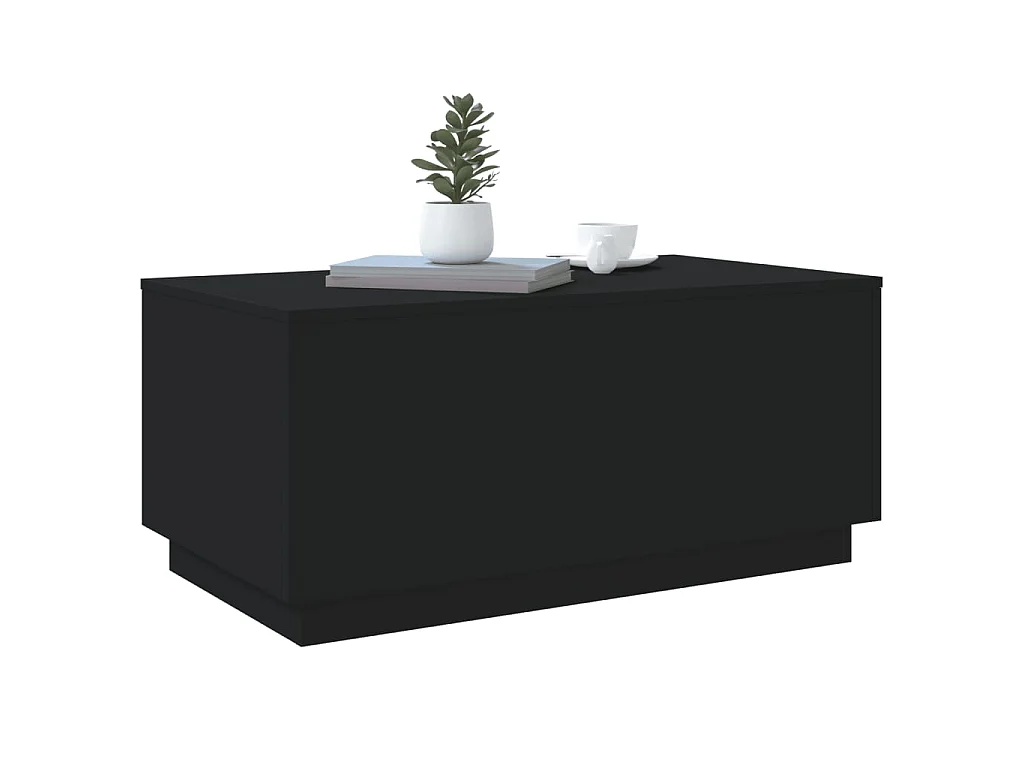 Tavolino da Soggiorno con Luci LED Nero 90x50x40 cm