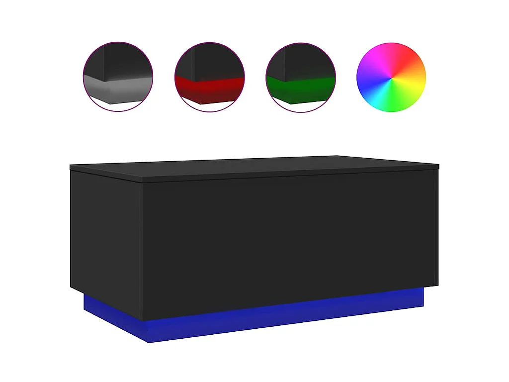 Couchtisch mit LED-Leuchten Schwarz 90x50x40 cm
