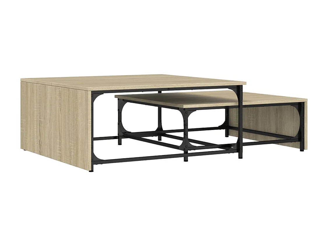 Tables basses gigognes 2 pcs chêne sonoma bois ingénierie métal