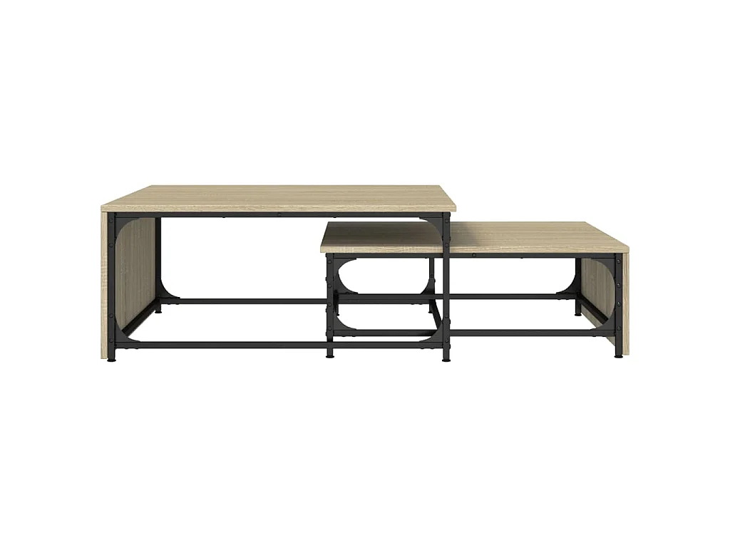 Tables basses gigognes 2 pcs chêne sonoma bois ingénierie métal