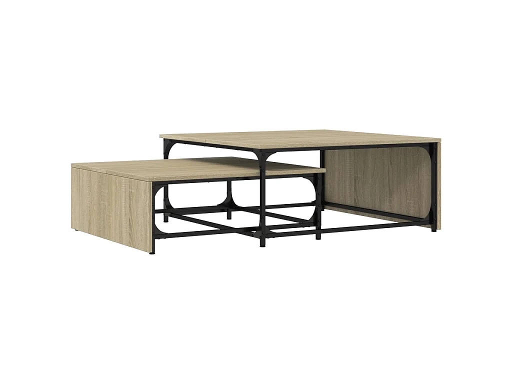Tables basses gigognes 2 pcs chêne sonoma bois ingénierie métal