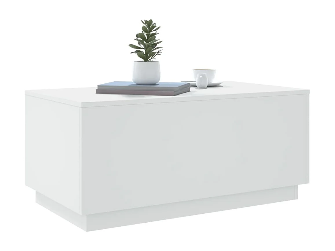 Tavolino da Soggiorno con Luci LED Bianco 90x50x40 cm