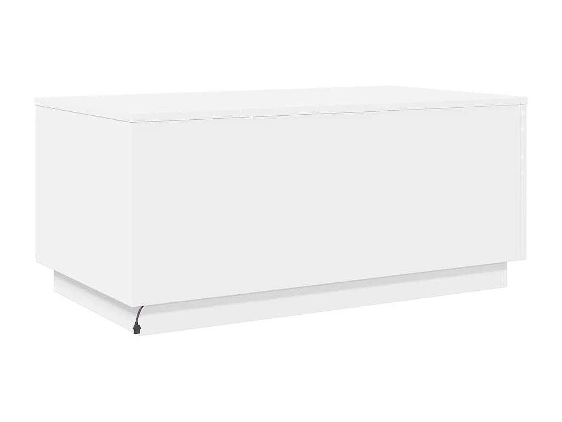 Tavolino da Soggiorno con Luci LED Bianco 90x50x40 cm