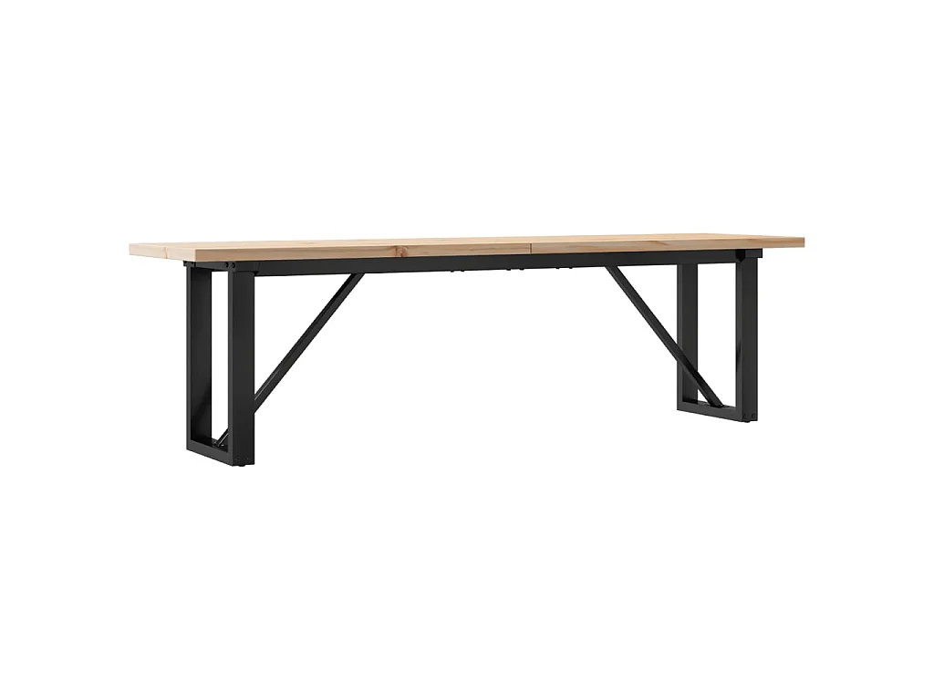 Table basse cadre en O 160x40x45,5 cm bois de pin massif acier