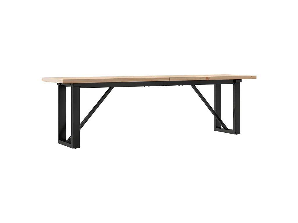 Table basse cadre en O 160x40x45,5 cm bois de pin massif acier