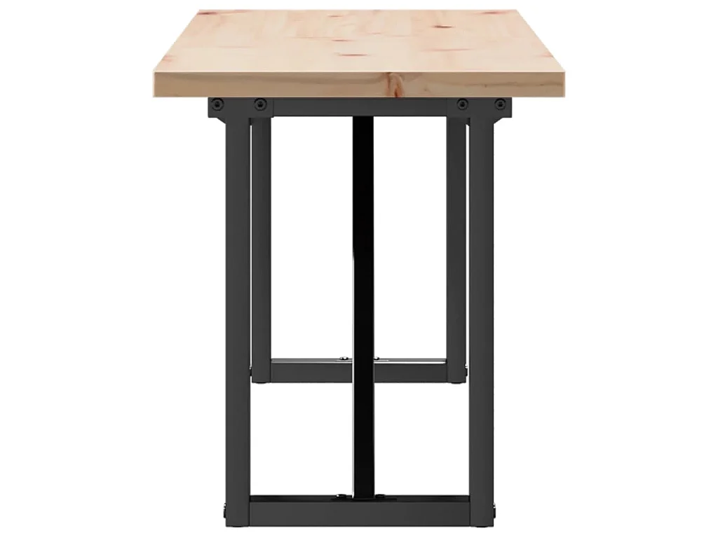 Table basse cadre en O 160x40x45,5 cm bois de pin massif acier