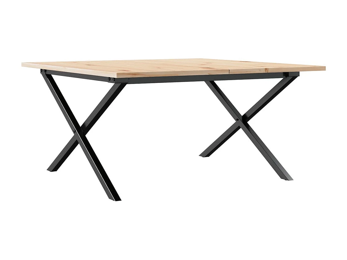 Tavolino da Salotto Telaio a X 80x80x45 cm Legno Pino e Acciaio