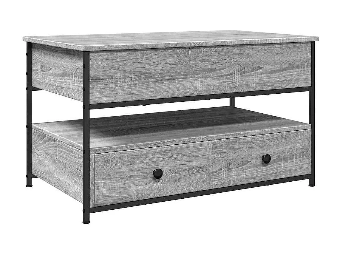 Table basse sonoma gris 85x50x50 cm bois d'ingénierie et métal