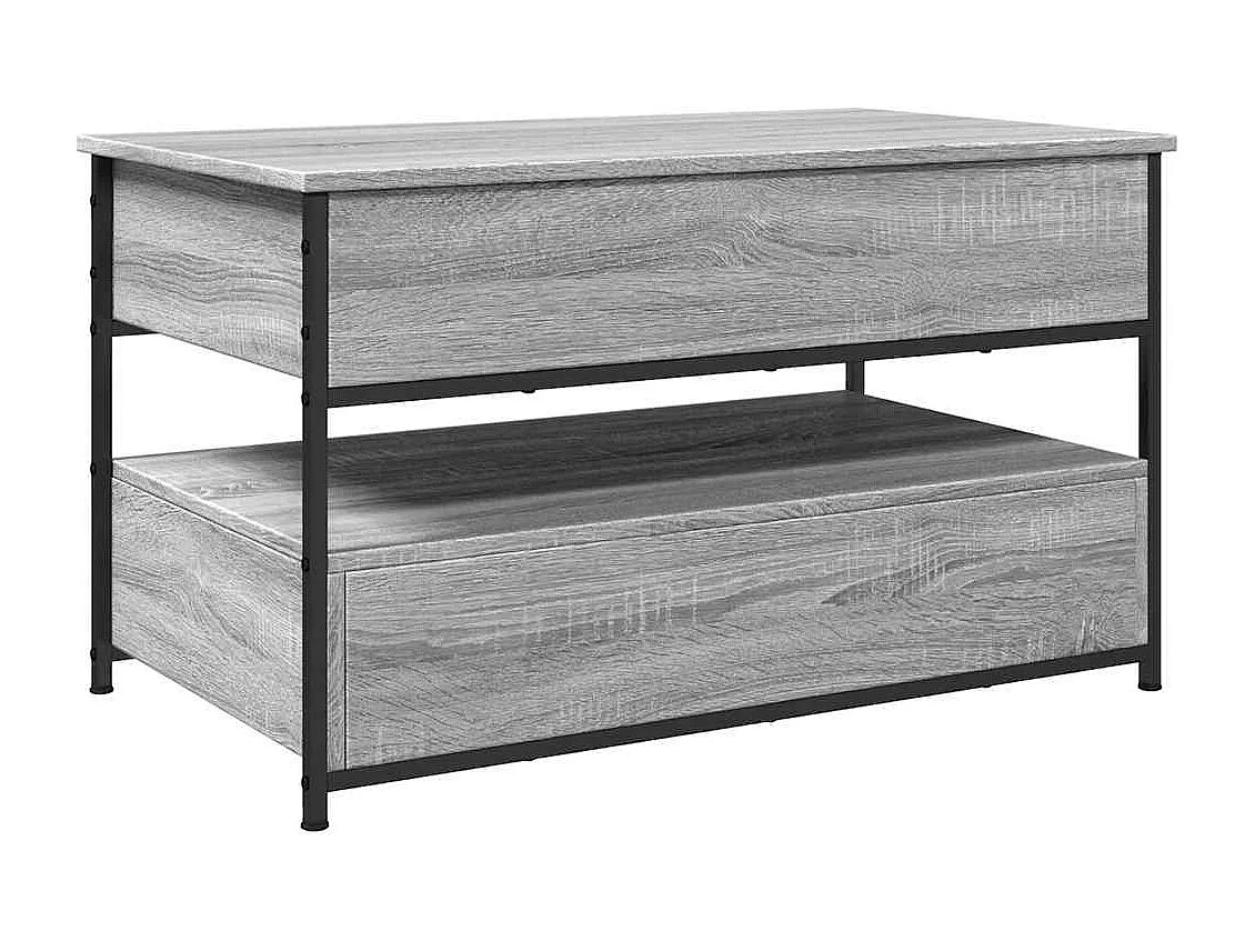 Table basse sonoma gris 85x50x50 cm bois d'ingénierie et métal