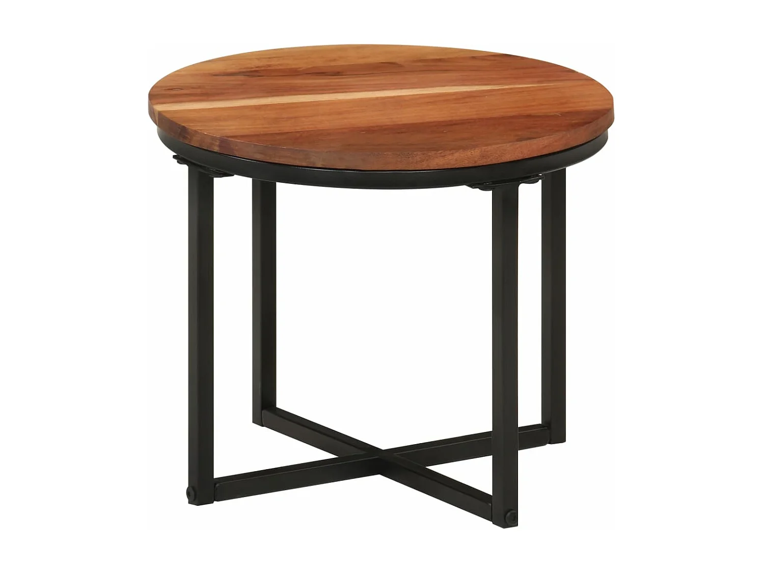 Table basse 35x35x30 cm bois massif acacia et fer
