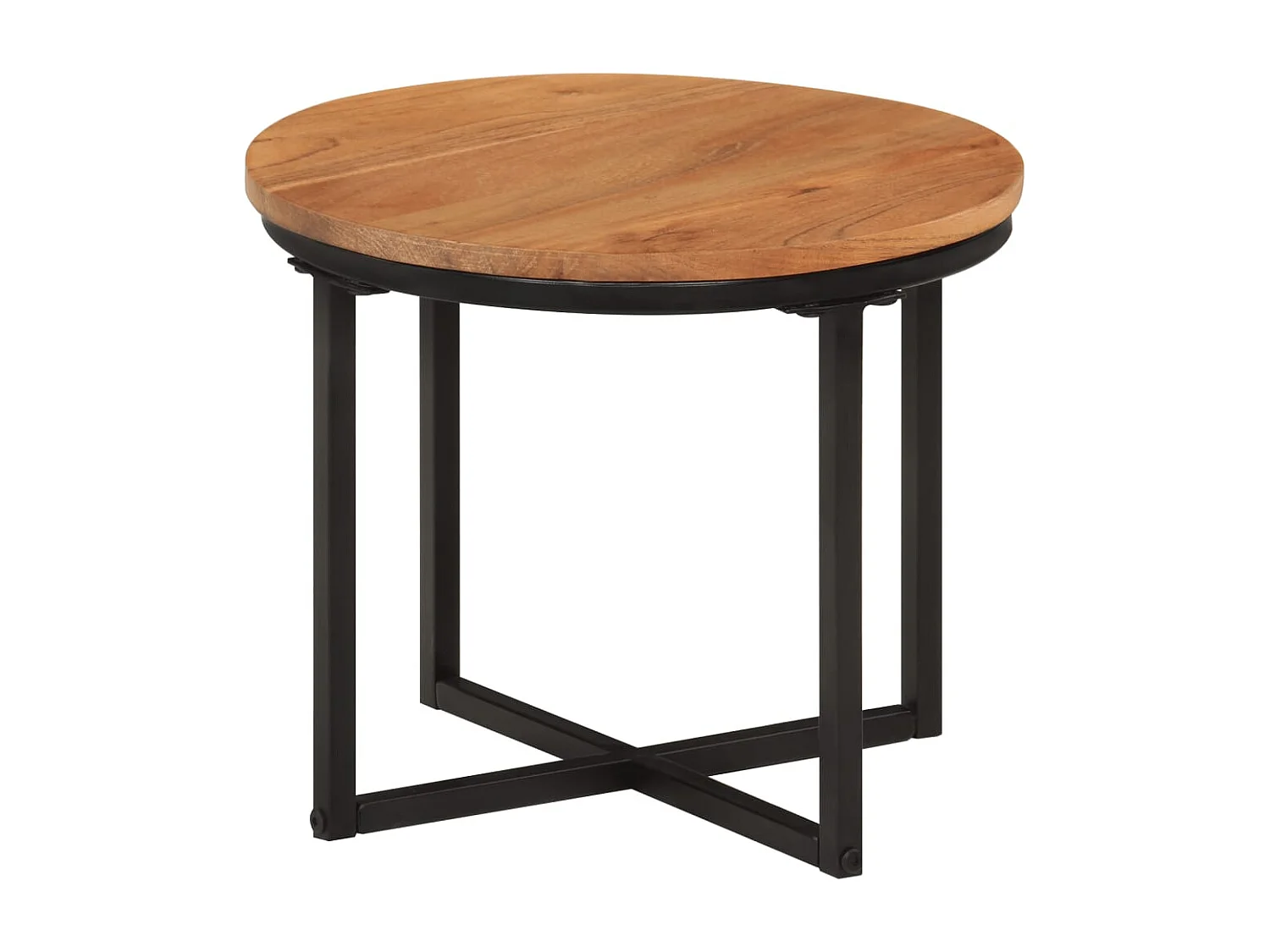 Table basse 35x35x30 cm bois massif acacia et fer