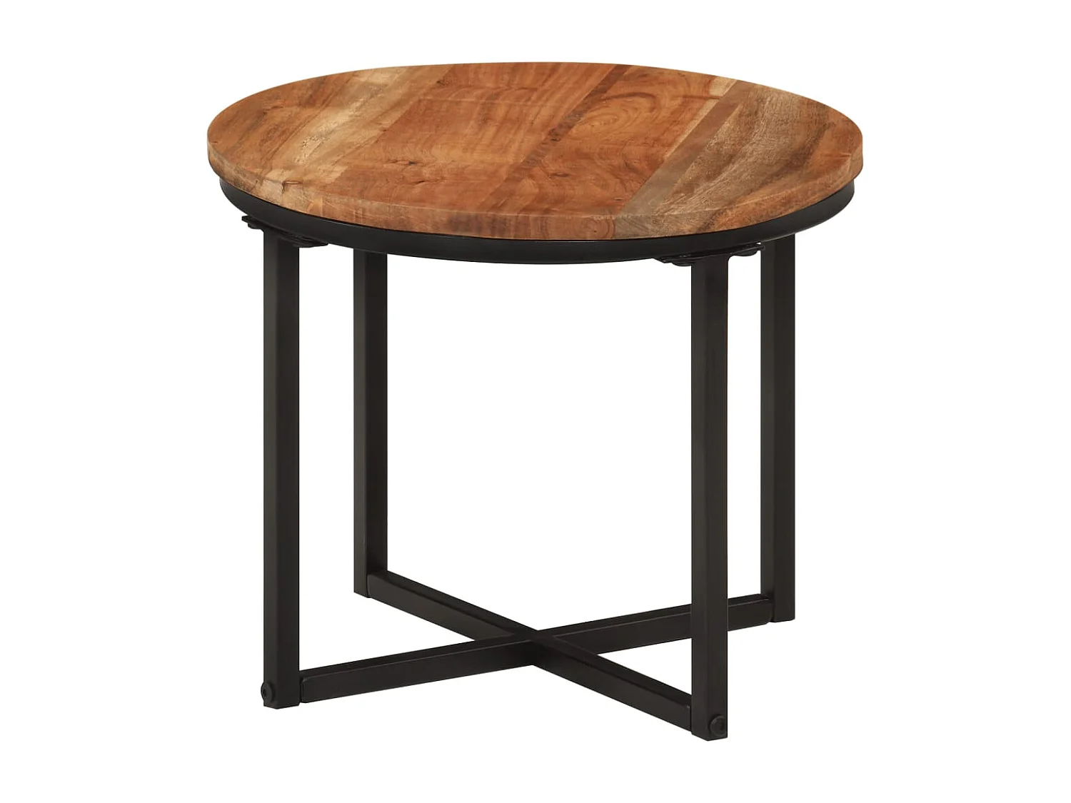 Table basse 35x35x30 cm bois massif acacia et fer