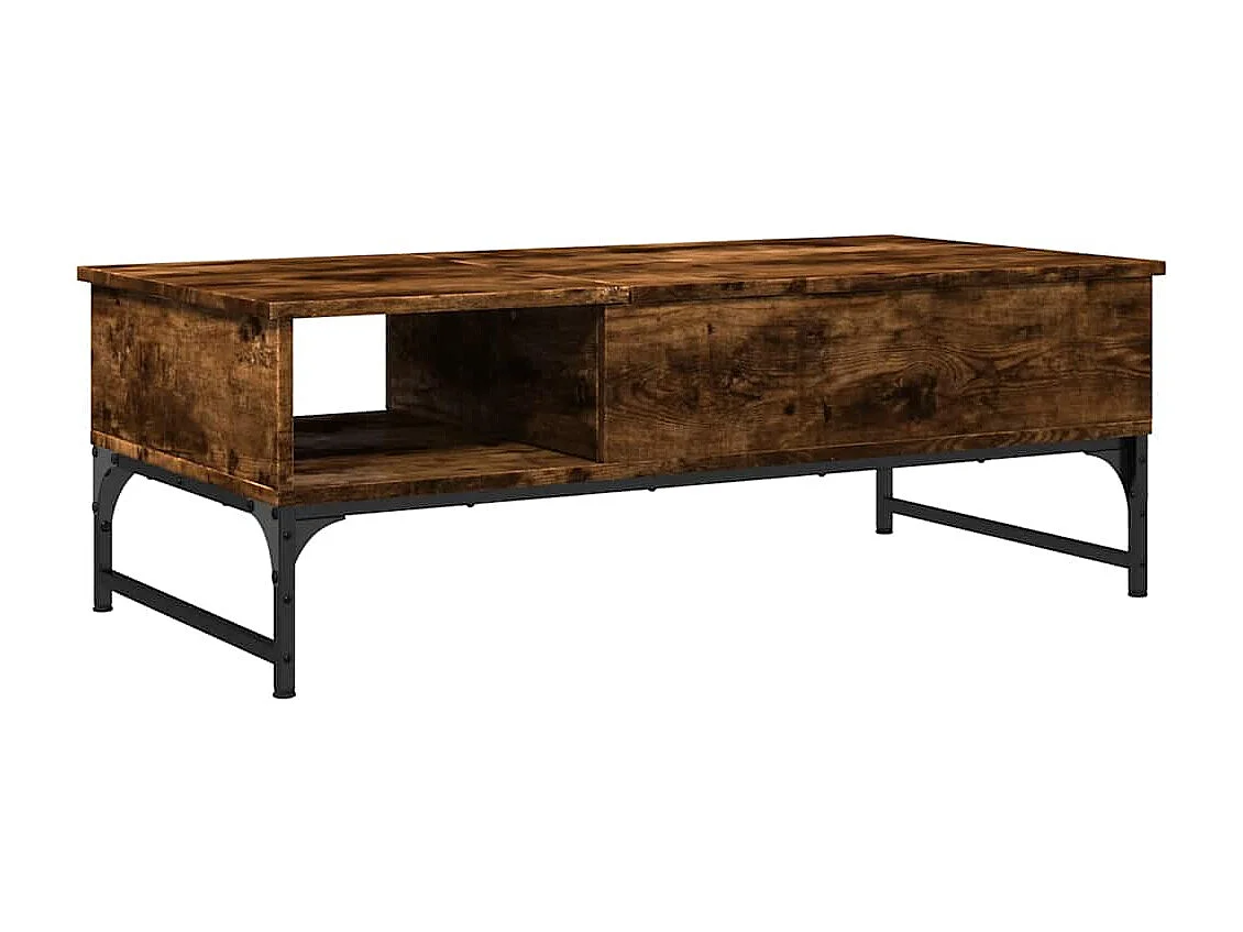 Salontafel 100x50x35 cm bewerkt hout en metaal gerookt eiken