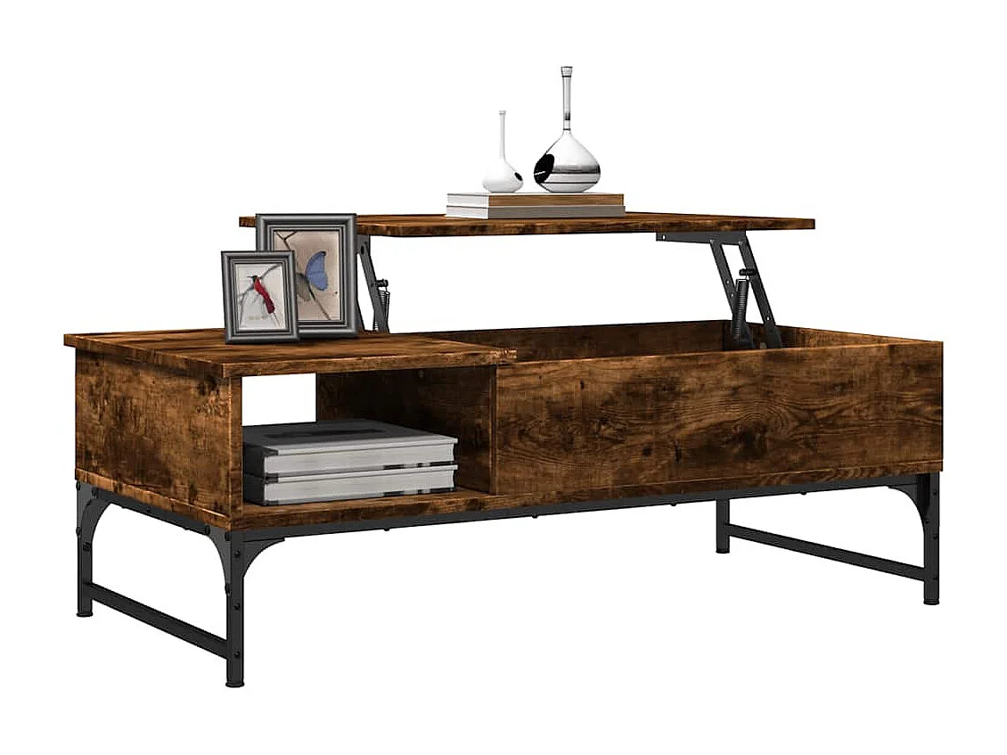 Salontafel 100x50x35 cm bewerkt hout en metaal gerookt eiken