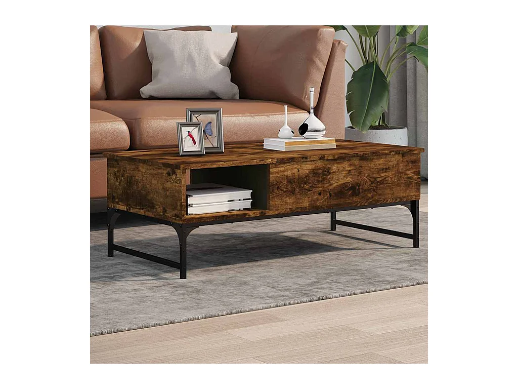 Couchtisch Räuchereiche 100x50x35 cm Holzwerkstoff und Metall