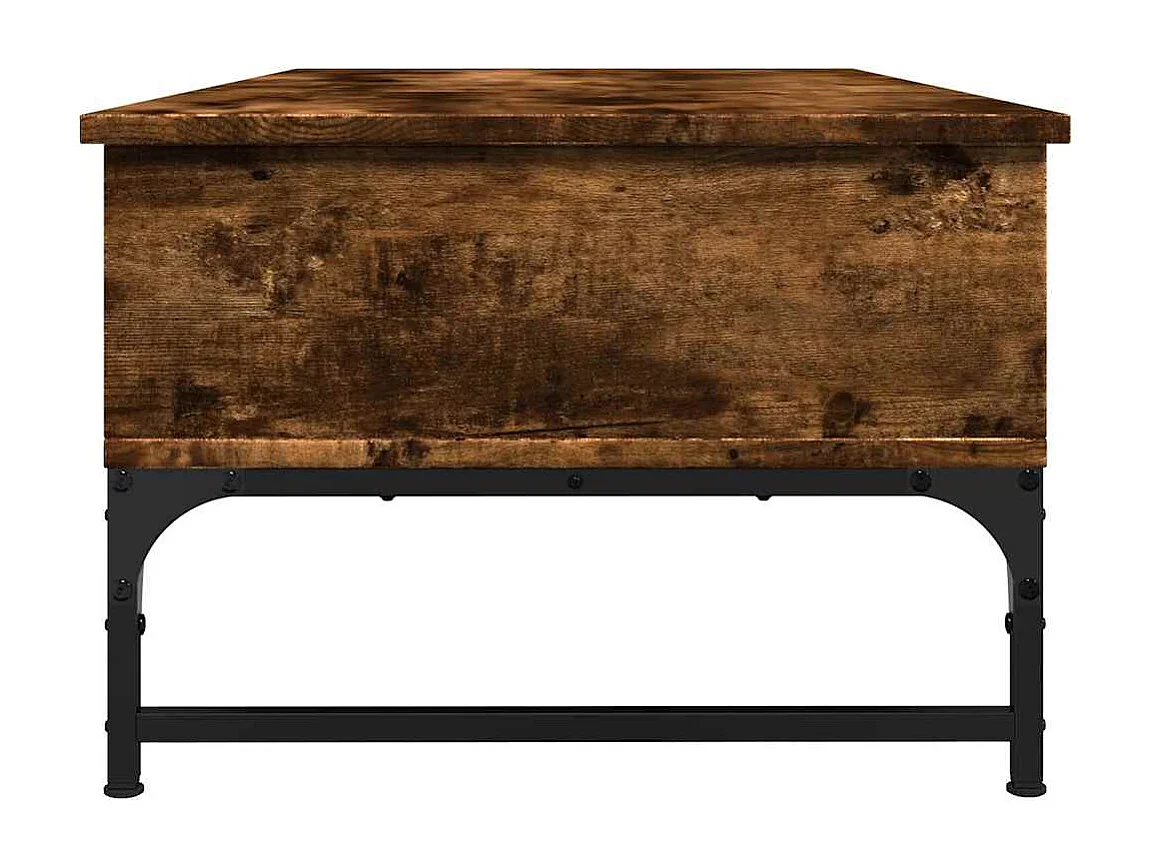 Table basse chêne fumé 100x50x35 cm bois d'ingénierie et métal