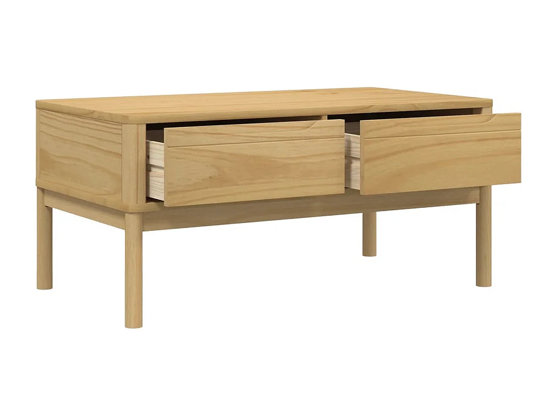 Table basse FLORO cire marron 99x55,5x45 cm bois massif de pin