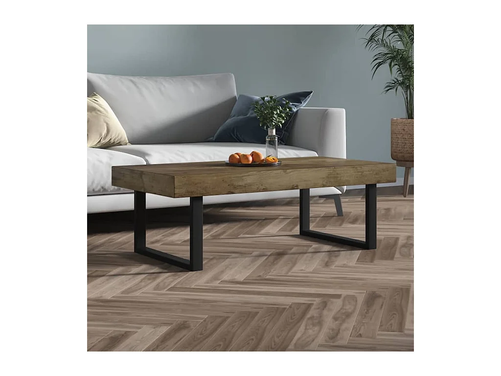 Table basse Marron foncé et noir 120x60x40 cm MDF et fer