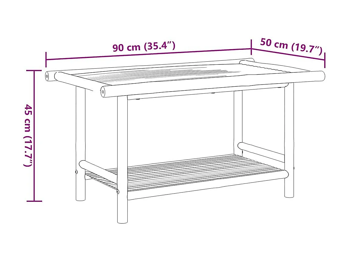 Couchtisch 90x50x45 cm Bambus