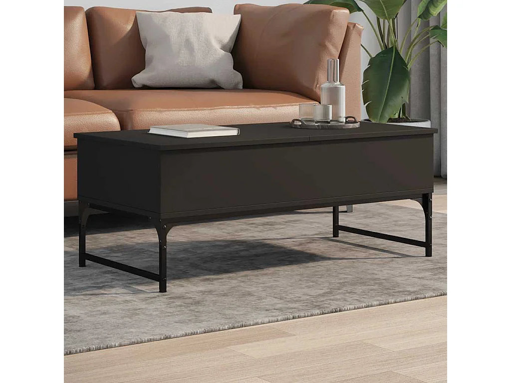 Salontafel 100x50x40 cm bewerkt hout en metaal zwart