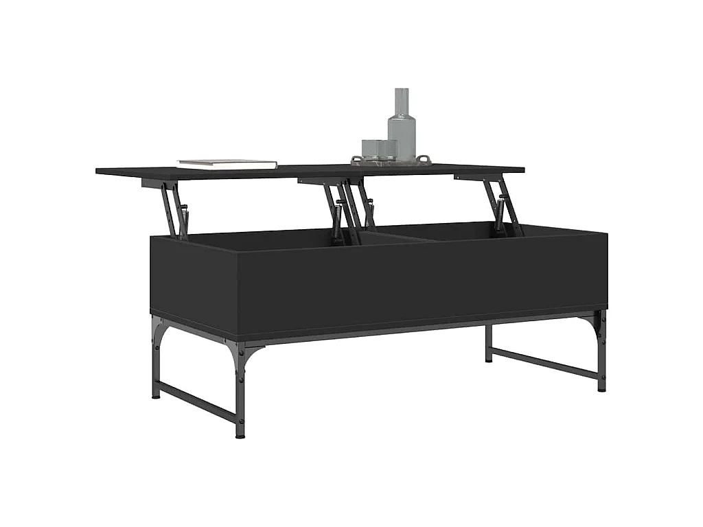 Salontafel 100x50x40 cm bewerkt hout en metaal zwart