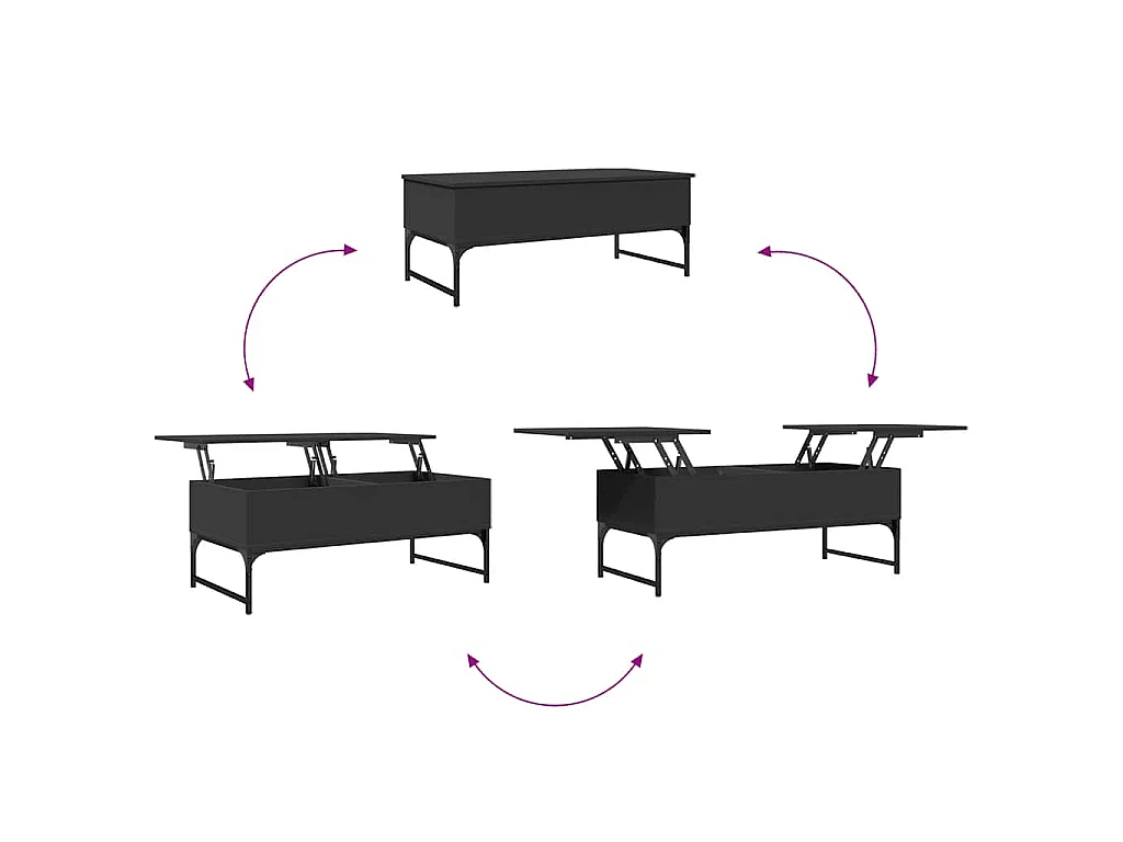 Salontafel 100x50x40 cm bewerkt hout en metaal zwart