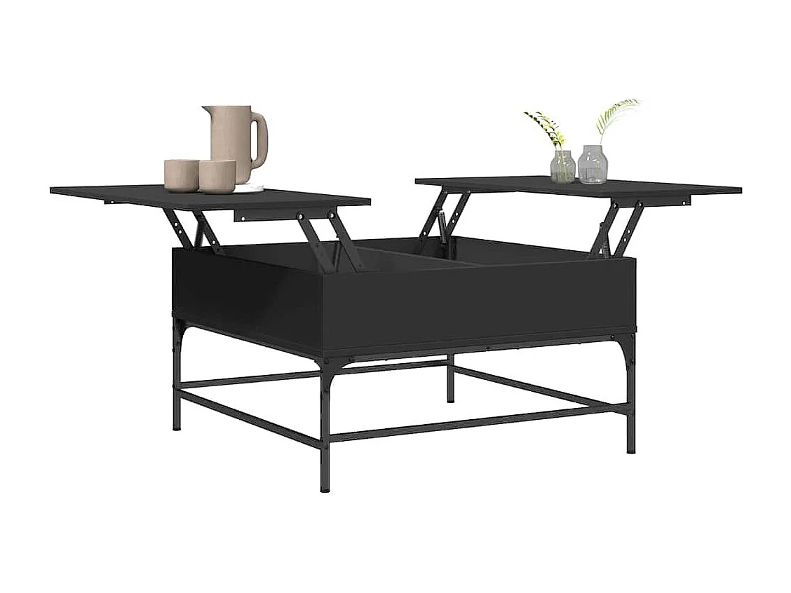 Couchtisch Schwarz 80x80x45 cm Holzwerkstoff und Metall