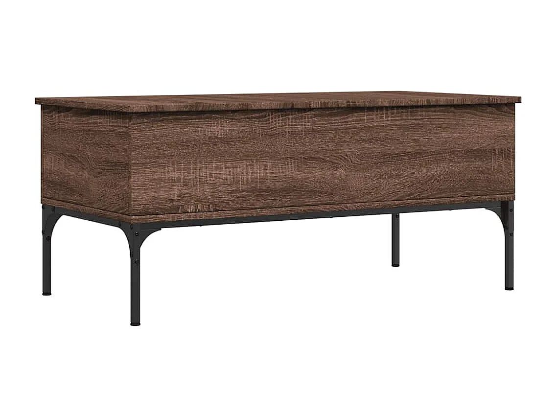 Table basse chêne marron 100x50x45cm bois d'ingénierie et métal