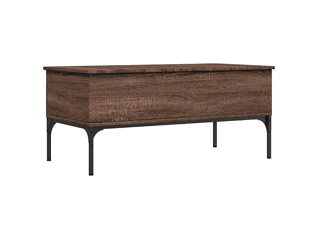 Table basse chêne marron 100x50x45cm bois d'ingénierie et métal
