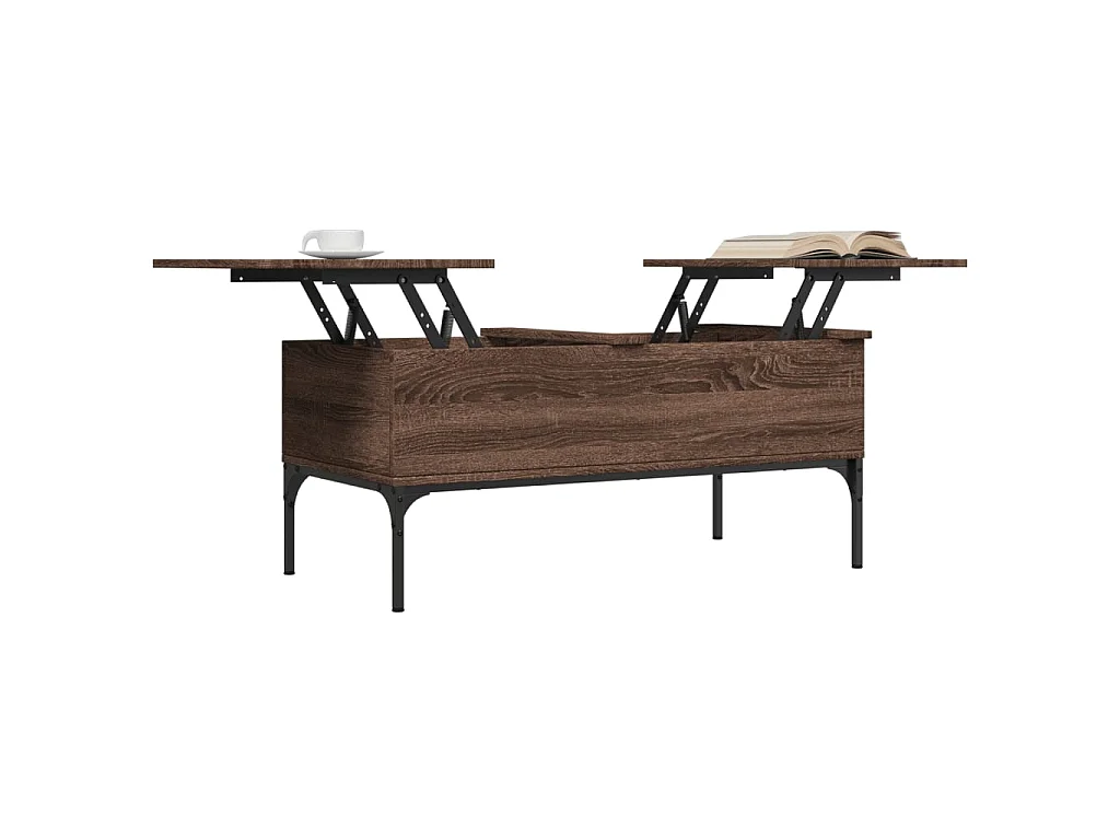 Table basse chêne marron 100x50x45cm bois d'ingénierie et métal