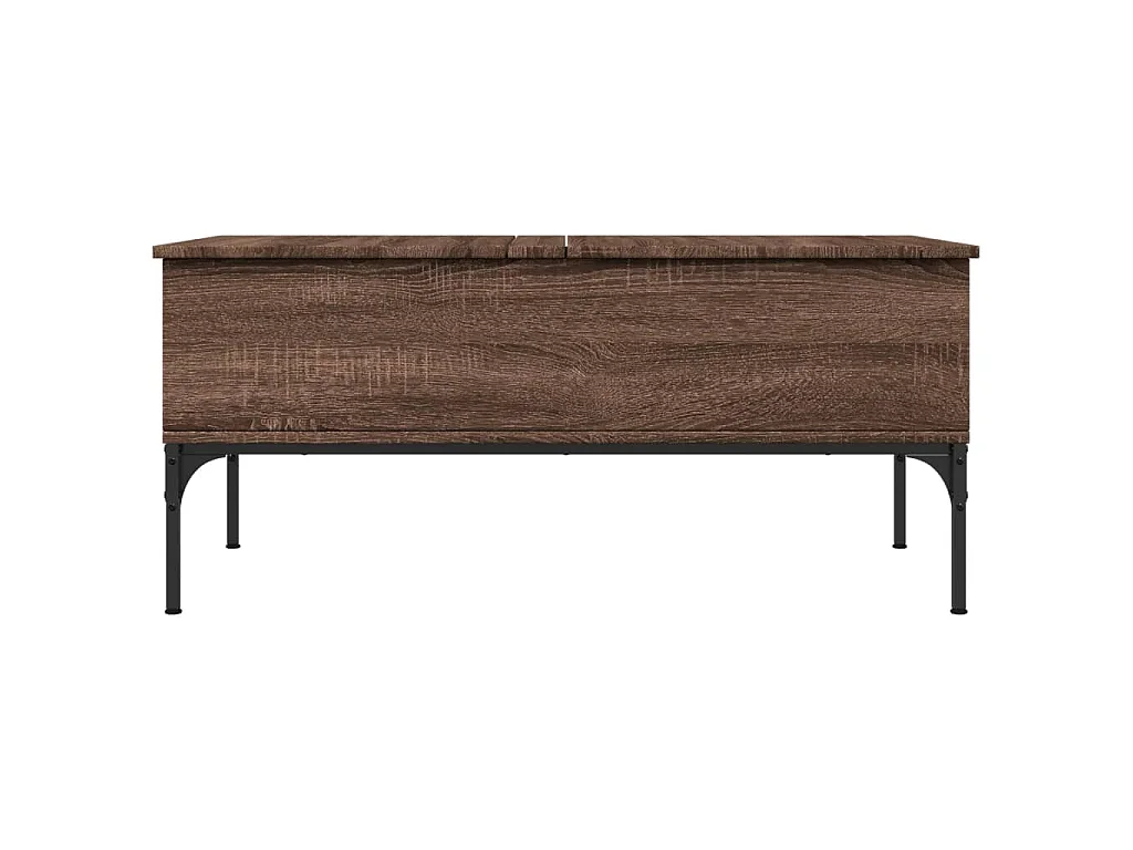Table basse chêne marron 100x50x45cm bois d'ingénierie et métal