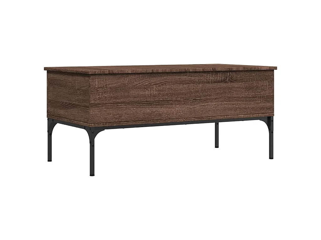 Table basse chêne marron 100x50x45cm bois d'ingénierie et métal