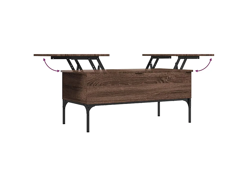 Table basse chêne marron 100x50x45cm bois d'ingénierie et métal