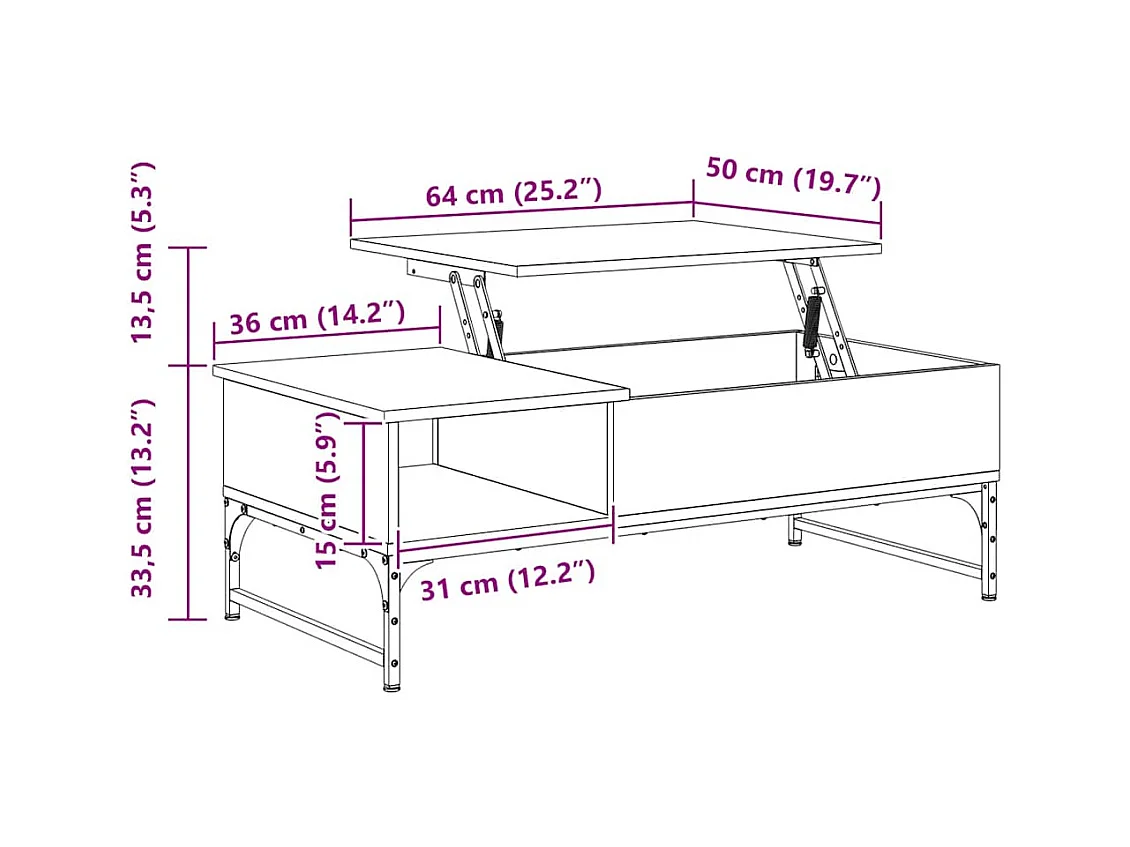 Salontafel 100x50x35 cm bewerkt hout en metaal zwart