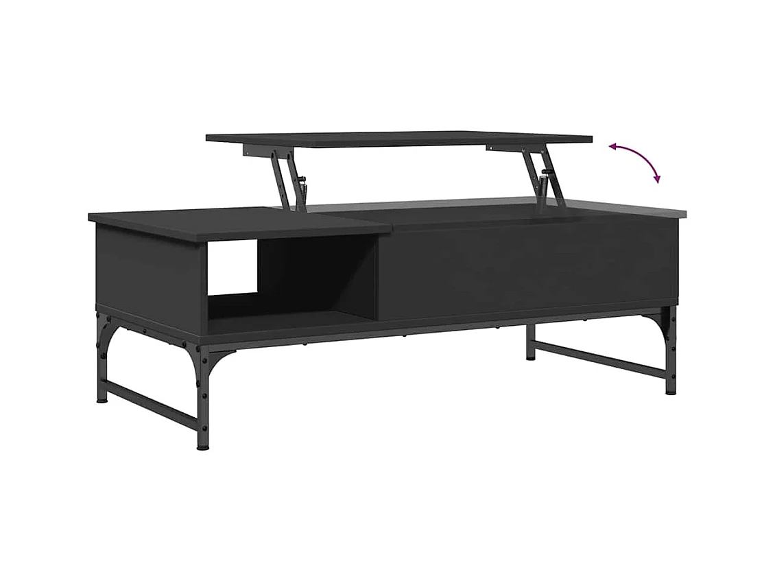 Salontafel 100x50x35 cm bewerkt hout en metaal zwart